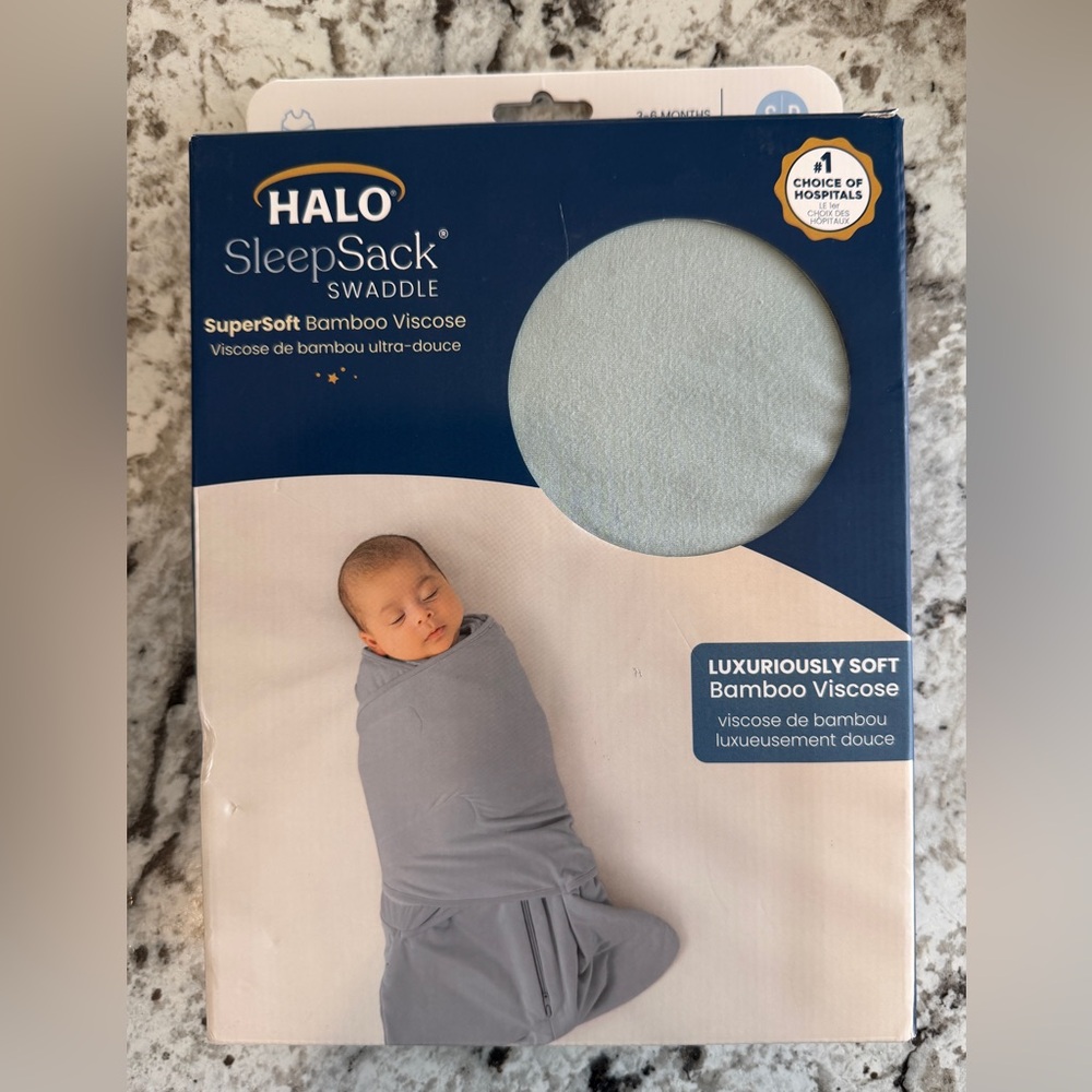 NIB Halo Sleep Sack Swaddle 2.0 TOG Small 3-6 Month Bamboo Viscose Blue/Green